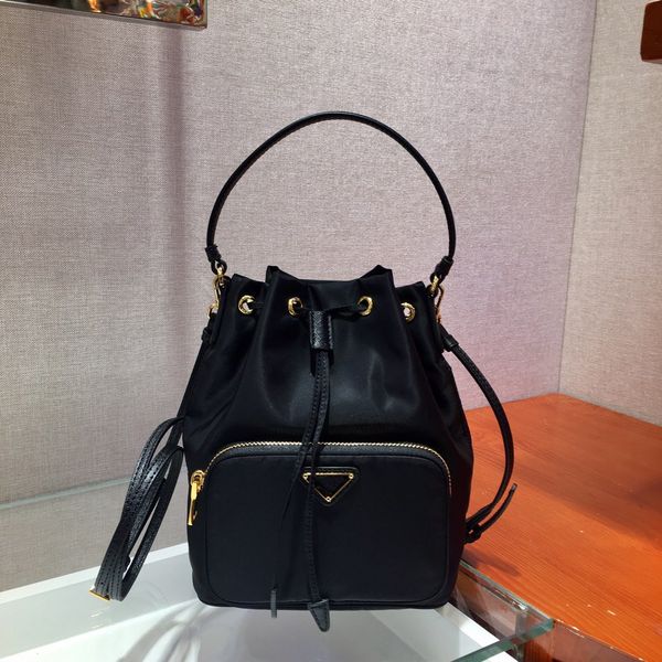 nylon bucket bag mini lady casual bags strings black shoulder bag with triangle mark designer purses
nylon bucket bag mini lady casual bags strings black shoulder bag with triangle mark designer purses