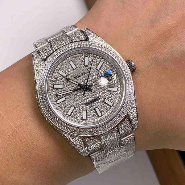 full diamonds mens watch 40.6mm automatic mechanical watches sapphire mirror waterproof fashion business wristwatch montre de luxe, Slivery;brown
full diamonds mens watch 40.6mm automatic mechanical watches sapphire mirror waterproof fashion business wristwatch montre de luxe, Slivery;brown