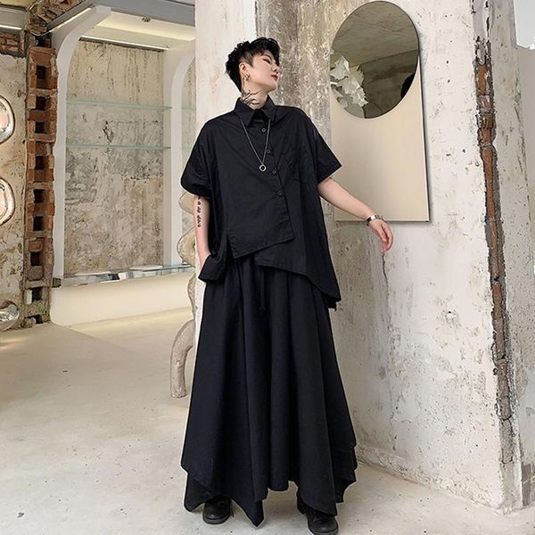 men's casual shirts japanese hair style asymmetric stitching shirt short sleeve minority yamamoto dark fashion personality brand, White;black
men's casual shirts japanese hair style asymmetric stitching shirt short sleeve minority yamamoto dark fashion personality brand, White;black