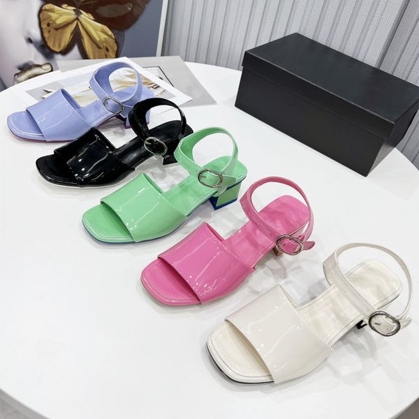 2022 spring summer new women designer sandals luxury pure color patent leather ankle buckle squared toes fashion party wedding ladies gracef, Black
2022 spring summer new women designer sandals luxury pure color patent leather ankle buckle squared toes fashion party wedding ladies gracef, Black