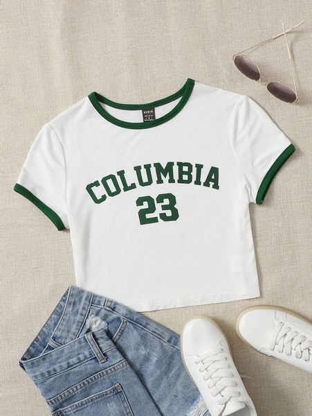 letter graphic ringer tee v6g8#, White