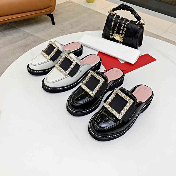 slippers leisure simple round head flat heel patent leather generous buckle lefu shoes baotou slippers dq4m, Black
slippers leisure simple round head flat heel patent leather generous buckle lefu shoes baotou slippers dq4m, Black