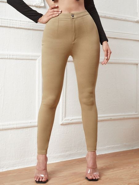 solid high waist skinny jeans 92cx#, Blue