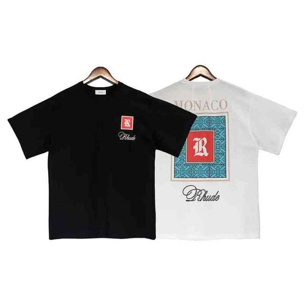 high version 2022 summer american fashion brand rhude high street printed men's and women's short sleeved t-shirt, White;black
high version 2022 summer american fashion brand rhude high street printed men's and women's short sleeved t-shirt, White;black