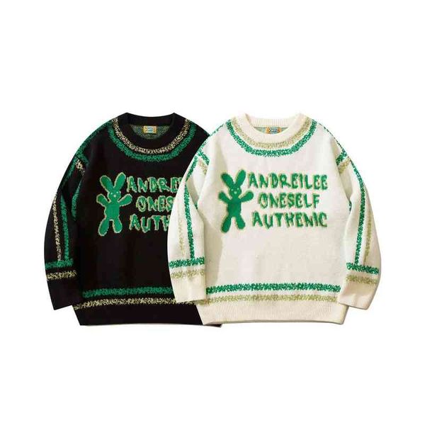 autumn and 2022 winter new hong kong flavor retro loose sweater men's tide brand pullover cartoon couple knitwear sweater t220730, White;black
autumn and 2022 winter new hong kong flavor retro loose sweater men's tide brand pullover cartoon couple knitwear sweater t220730, White;black