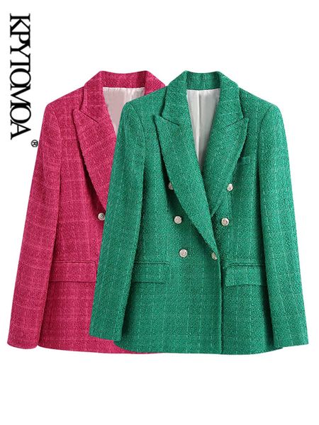 kpytomoa women fashion double breasted tweed green blazer coat vintage long sleeve flap pockets female outerwear chic veste 220809, White;black
kpytomoa women fashion double breasted tweed green blazer coat vintage long sleeve flap pockets female outerwear chic veste 220809, White;black