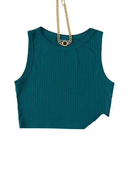 solid ribbed knit tank 85wj#, White