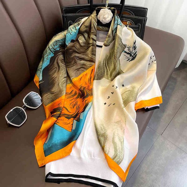 eabj 2022 spring letter imitation silk scarf satin 90cm large square decorative multifunctional sunscreen high version category top, Blue;gray
eabj 2022 spring letter imitation silk scarf satin 90cm large square decorative multifunctional sunscreen high version category top, Blue;gray