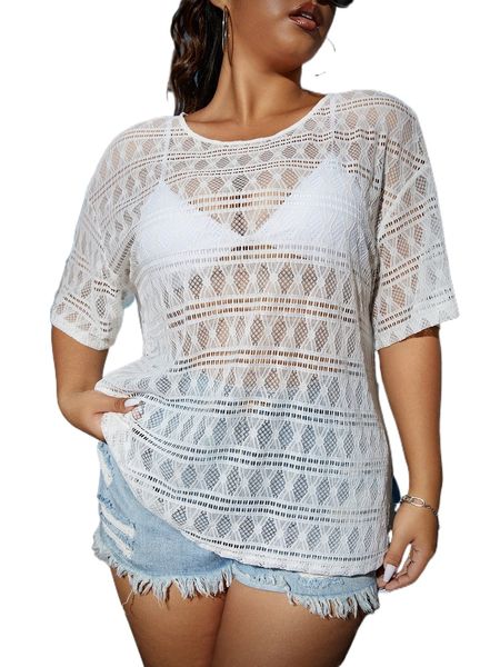 plus hollow out drop shoulder mesh without bra r2if#, Black
plus hollow out drop shoulder mesh without bra r2if#, Black