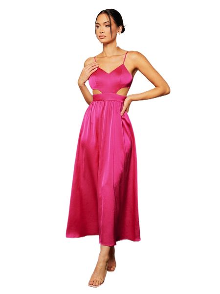 cut out satin cami bridesmaid dress v5hw#, White;black