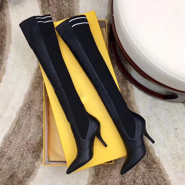 luxury 2021 outdoor fashion women's knitted socks boots fine heel 9 5cm thigh high boot breathable elastic pointed toe b302b, Black
luxury 2021 outdoor fashion women's knitted socks boots fine heel 9 5cm thigh high boot breathable elastic pointed toe b302b, Black