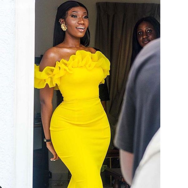 yellow mermaid prom dresses off shoulder sweep train ruched long women formal evening party gowns vestidos de fiesta, Black
yellow mermaid prom dresses off shoulder sweep train ruched long women formal evening party gowns vestidos de fiesta, Black