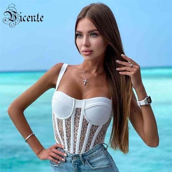vc all trendy lace striped splicing design sleeveless celebrity party casual bandage crop 210326, White
vc all trendy lace striped splicing design sleeveless celebrity party casual bandage crop 210326, White