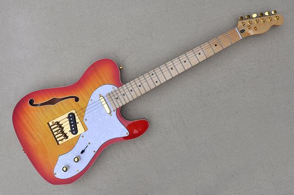 factory custom cherry sunburst electric guitar with semi-hollow body gold hardware mahogany body maple fretboard can be customized
factory custom cherry sunburst electric guitar with semi-hollow body gold hardware mahogany body maple fretboard can be customized