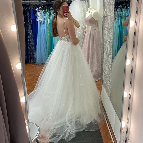 new garden beach wedding dresses sleeveless spaghetti straps zipper backless long boho brdial gowns, White
new garden beach wedding dresses sleeveless spaghetti straps zipper backless long boho brdial gowns, White