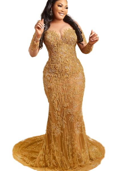 aso ebi 2022 arabic plus size gold luxurious mermaid prom dresses sheer neck evening formal party second reception birthday engagement gowns, Black
aso ebi 2022 arabic plus size gold luxurious mermaid prom dresses sheer neck evening formal party second reception birthday engagement gowns, Black