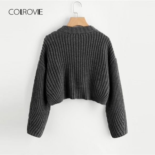 colrovie split solid korean elegant crop grey sweater women fashion pullover long sleeve winter jumper ladies sweaters y200116, White;black
colrovie split solid korean elegant crop grey sweater women fashion pullover long sleeve winter jumper ladies sweaters y200116, White;black