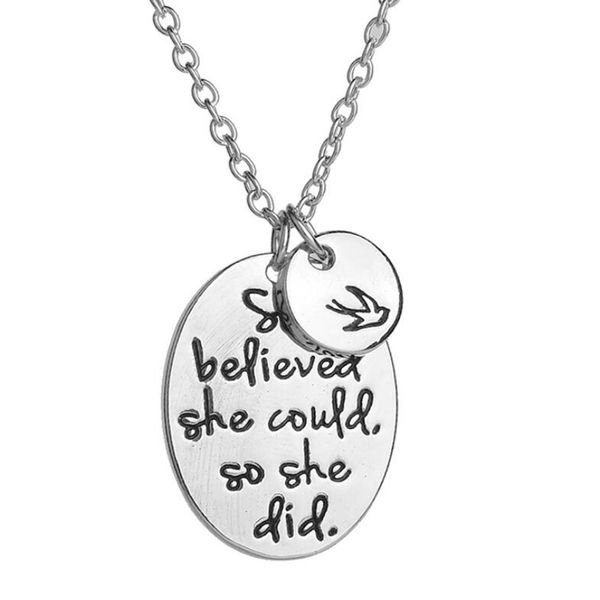 faith handstamped she believed she could so did oval shape necklace inspirational with bird choker pendant for yourself friend punk hip hop, Silver
faith handstamped she believed she could so did oval shape necklace inspirational with bird choker pendant for yourself friend punk hip hop, Silver