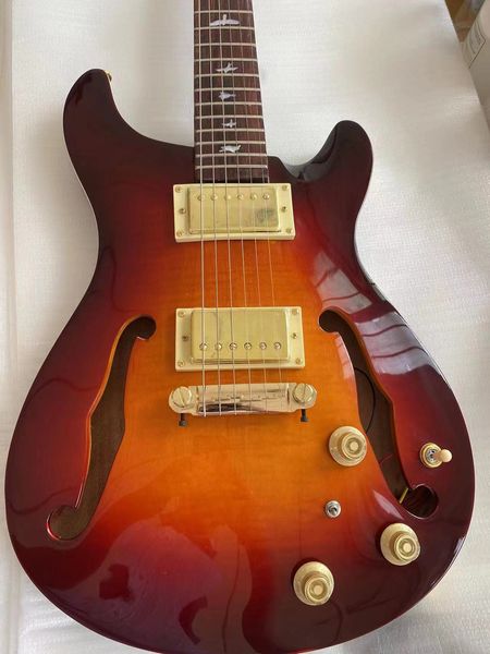 electric guitar semi-hollow body mahogany flame maple and back gold hardware ,can customize guitars
electric guitar semi-hollow body mahogany flame maple and back gold hardware ,can customize guitars