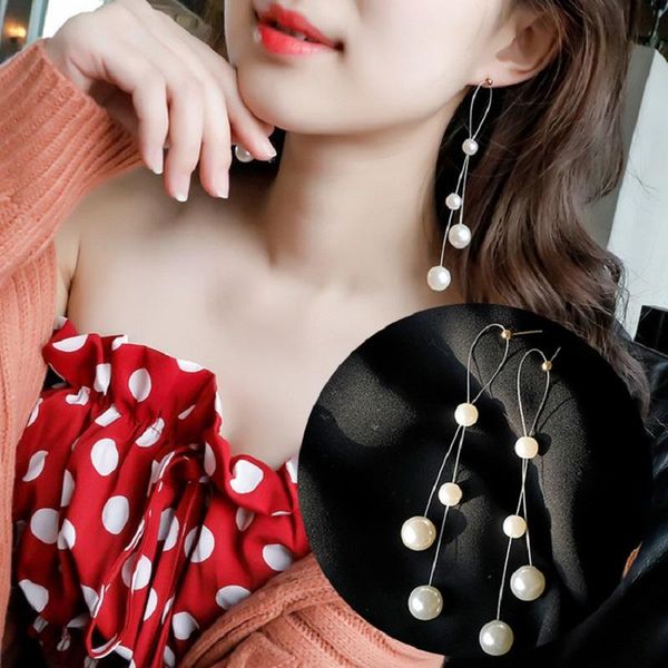 stud needle korea simple size pearl long tassel earrings small design sense of coldness wind ear jewelry women, Golden;silver
stud needle korea simple size pearl long tassel earrings small design sense of coldness wind ear jewelry women, Golden;silver