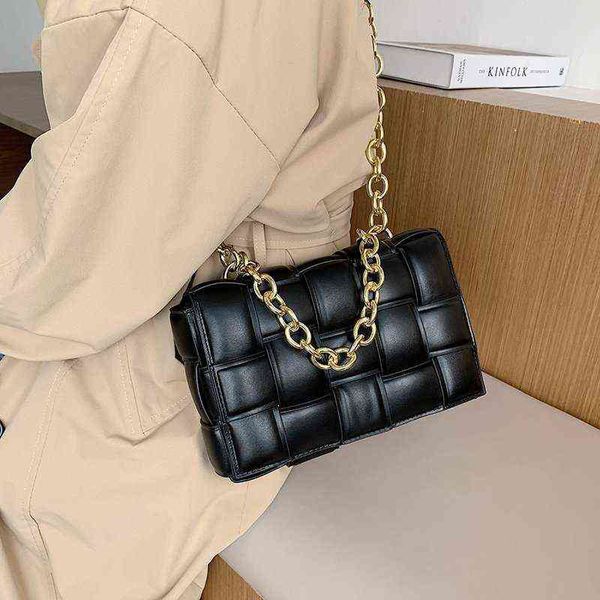 women s bags pu fashion woven bags thick chain one shoulder messenger bags ladies handbags 220512
women s bags pu fashion woven bags thick chain one shoulder messenger bags ladies handbags 220512