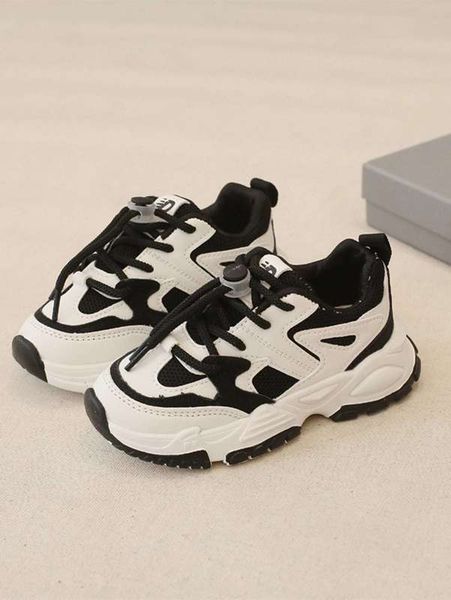 boys two tone drawstring design chunky sneakers she, Black 
boys two tone drawstring design chunky sneakers she, Black