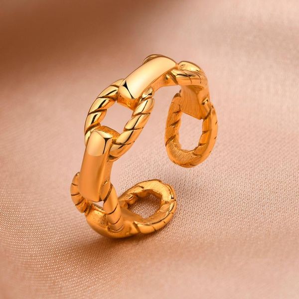 cluster rings thick open cable link chain for women, chic stainless steel stackable statement finger ring adjustable, Golden;silver
cluster rings thick open cable link chain for women, chic stainless steel stackable statement finger ring adjustable, Golden;silver
