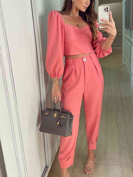 office fashion loose two piece suits women elegant square collar blouse and pants outfits casual lantern long sleeve solid sets t220729, Gray
office fashion loose two piece suits women elegant square collar blouse and pants outfits casual lantern long sleeve solid sets t220729, Gray