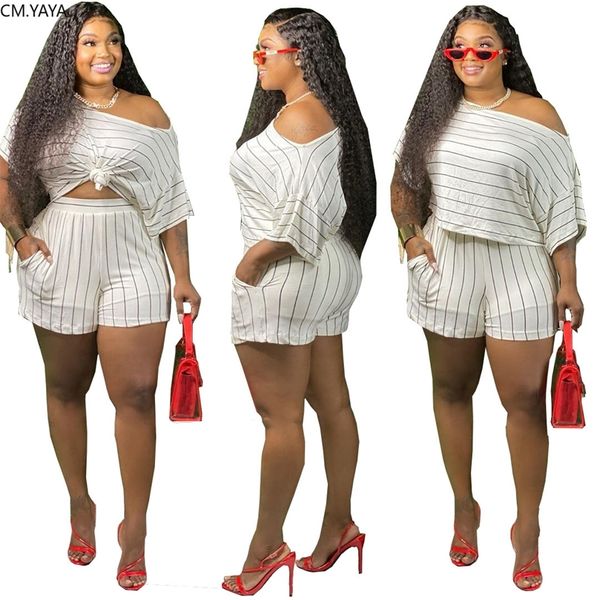cmyaya plus size striped women set two piece set tracksuit tee shorts jogger sweatpant suit fitness outfit matching set 210302, White
cmyaya plus size striped women set two piece set tracksuit tee shorts jogger sweatpant suit fitness outfit matching set 210302, White