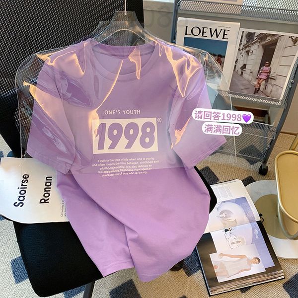 women's t-shirt designer purple letter printed t-shirt women's short sleeve fashion ins2022 summer new design loose casual rk9y, White
women's t-shirt designer purple letter printed t-shirt women's short sleeve fashion ins2022 summer new design loose casual rk9y, White