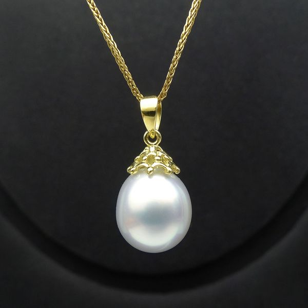 18k yellow gold luminous white south sea cultured pearl pendant jewelry 9-10mm, Silver
18k yellow gold luminous white south sea cultured pearl pendant jewelry 9-10mm, Silver