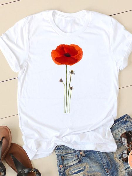 clothes summer casual tee short sleeve ladies print t-shirts clothing flower style sweet women t fashion female graphic, White
clothes summer casual tee short sleeve ladies print t-shirts clothing flower style sweet women t fashion female graphic, White