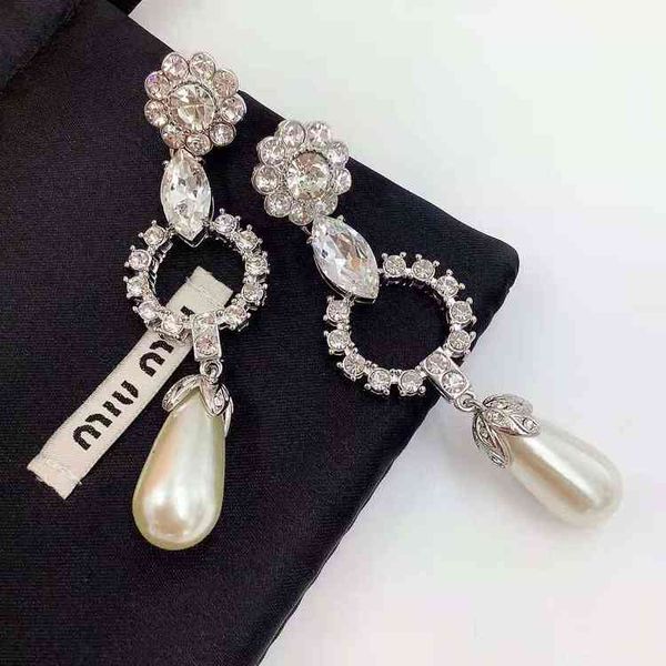 fine jewellery ornament charm earring sun flower horse eye stone rhinestone pearl long earrings brass earrings 925 silver needle, Golden