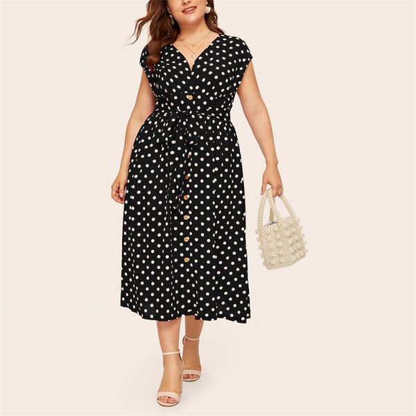 polka dot dress women plus size dresses 5xl summer v neck bandage back red ladies buttons casual outing elegant female clothing, Black
polka dot dress women plus size dresses 5xl summer v neck bandage back red ladies buttons casual outing elegant female clothing, Black