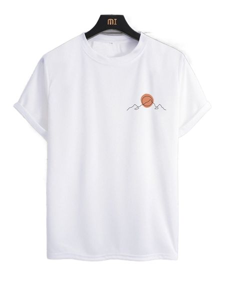 men mountain print tee e8an#, White;black 
men mountain print tee e8an#, White;black