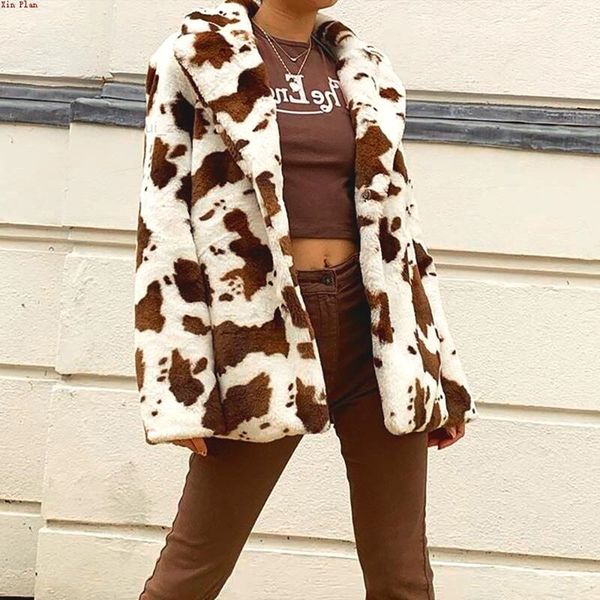 & women's fur faux plush coats autumn winter fashion thick warm cow print lapels long sleeve women cardigan jacket coat, Black
& women's fur faux plush coats autumn winter fashion thick warm cow print lapels long sleeve women cardigan jacket coat, Black