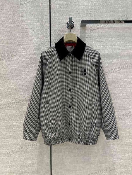 designer womens jacket miu houndstooth baseball jacket brand letter logo embroidery jackets 0912, Black;brown
designer womens jacket miu houndstooth baseball jacket brand letter logo embroidery jackets 0912, Black;brown