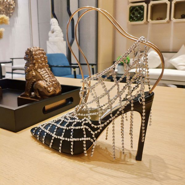 women high heel crystal sandals temperament simple design beautiful appearance comfortable foot feeling, Black
women high heel crystal sandals temperament simple design beautiful appearance comfortable foot feeling, Black