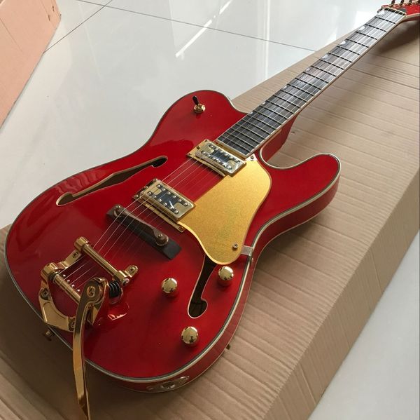 f hollow body jazz electric guitar red color guitarra with gold hardware vibrato system
f hollow body jazz electric guitar red color guitarra with gold hardware vibrato system