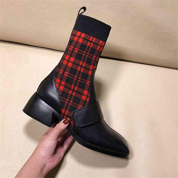 boots women's fashion shoes stripe design 4-color botas mujer grille women's square head winter boots thick heels, Black
boots women's fashion shoes stripe design 4-color botas mujer grille women's square head winter boots thick heels, Black