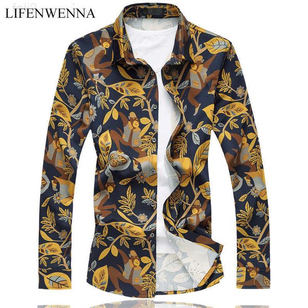 men's fashion monkey print shirt luxurious long sleeve men slim fit mens casual s 6xl 210528, White;black
men's fashion monkey print shirt luxurious long sleeve men slim fit mens casual s 6xl 210528, White;black