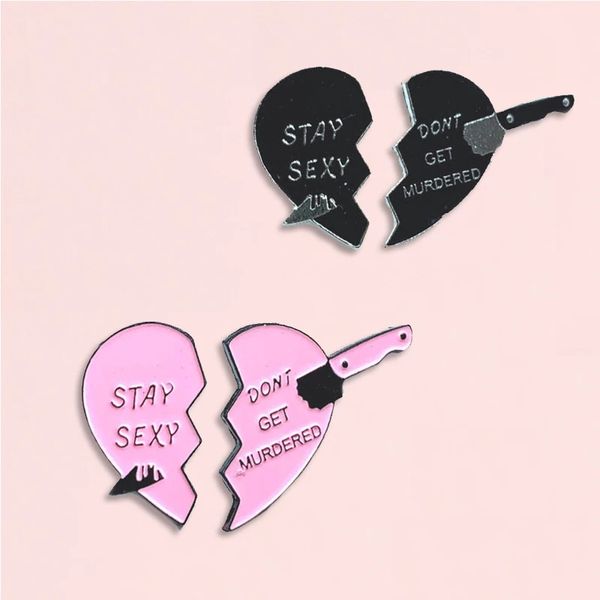 pink black broken heart enamel pins stay and don't get murdered brooch denim jeans backpack jewelry gift for couple, Blue
pink black broken heart enamel pins stay and don't get murdered brooch denim jeans backpack jewelry gift for couple, Blue