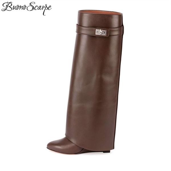 - scarpe women shark lock black boots genuine leather fold long boots wedges high heel brand designer botas mujer chic 201269t
- scarpe women shark lock black boots genuine leather fold long boots wedges high heel brand designer botas mujer chic 201269t