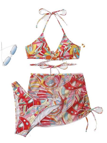 3pack all over print halter bikini swimsuit & drawstring beach skirt c53a#, White;black
3pack all over print halter bikini swimsuit & drawstring beach skirt c53a#, White;black