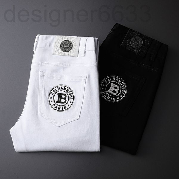 men's jeans designer spring and summer versatile black white two-color cotton elastic small feet slim fitting korean version b home bug, Blue
men's jeans designer spring and summer versatile black white two-color cotton elastic small feet slim fitting korean version b home bug, Blue