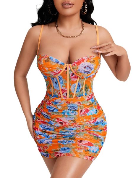 sxy floral print ruched side bustier mesh cami bodycon dress z64m#, Black;gray
sxy floral print ruched side bustier mesh cami bodycon dress z64m#, Black;gray