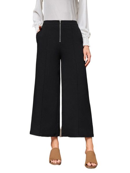 emery rose seam detail zip front wide leg pants n6tw#, Black;white
emery rose seam detail zip front wide leg pants n6tw#, Black;white