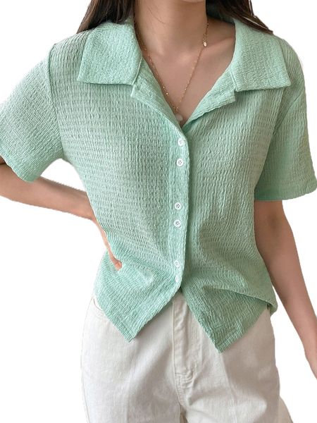 dazy solid button front tee t815#, White 
dazy solid button front tee t815#, White