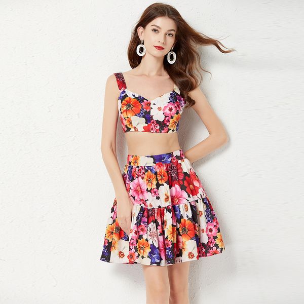 women's two piece dress runway fashion short +skirt wear set in summer print empire 2 pieces sets beach holiday, White
women's two piece dress runway fashion short +skirt wear set in summer print empire 2 pieces sets beach holiday, White