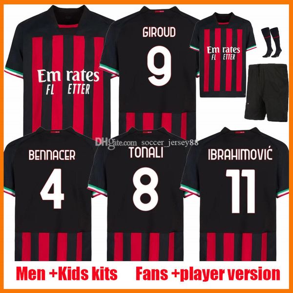 22 23 soccer jerseys giroud tomori ibrahimovic kessie 2022 2023 tonali bennacer rebic camiseta de futbol romagnoli leao football shirts ac m, Black
22 23 soccer jerseys giroud tomori ibrahimovic kessie 2022 2023 tonali bennacer rebic camiseta de futbol romagnoli leao football shirts ac m, Black